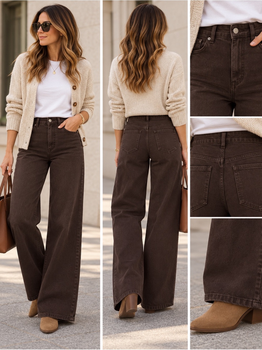 ZARA Viral Wide Leg Jeans | Chocolate Brown | High Rise | Size 8 (Fits 10)